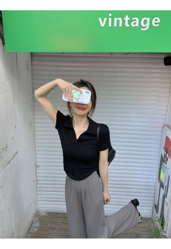 !🌹夏季百搭修身顯瘦短款短袖T恤👚：圖片 8