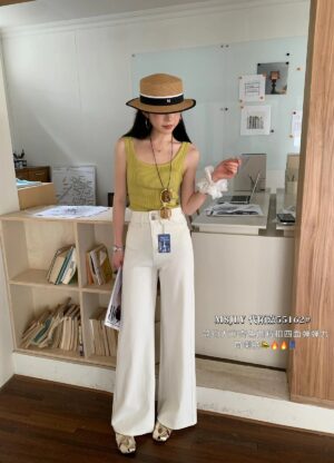 前大口袋設計高腰雙扣不貼腿四面彈顯瘦顯腿長喇叭褲牛仔褲