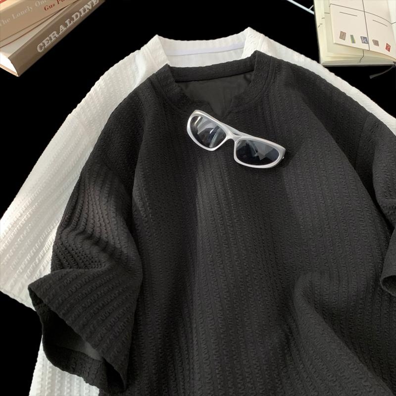 夏季新款V領套頭短袖T恤