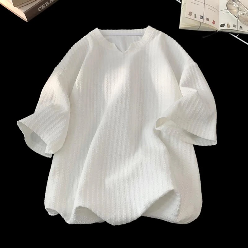 夏季新款V領套頭短袖T恤:圖片 7