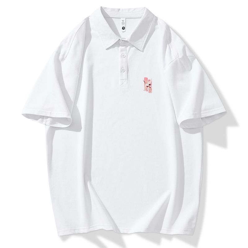 保羅衫男裝夏翻領短袖純色刺繡休閒polo衫:圖片 4