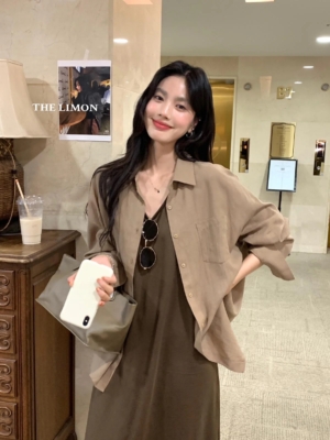 天絲麻百搭通勤簡約外套襯衫