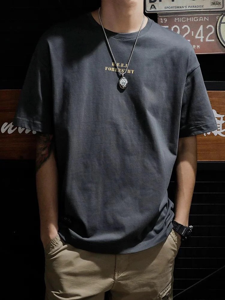 潮牌重磅印花寬鬆舒適基礎百搭短袖T恤:圖片 2