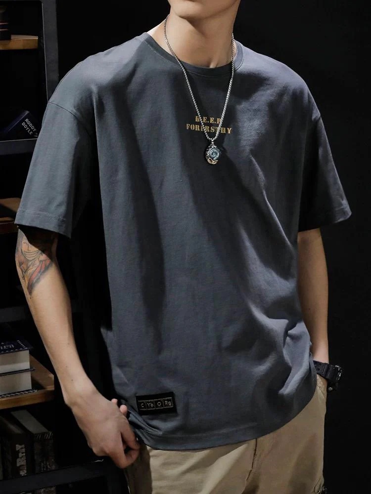 潮牌重磅印花寬鬆舒適基礎百搭短袖T恤:圖片 4