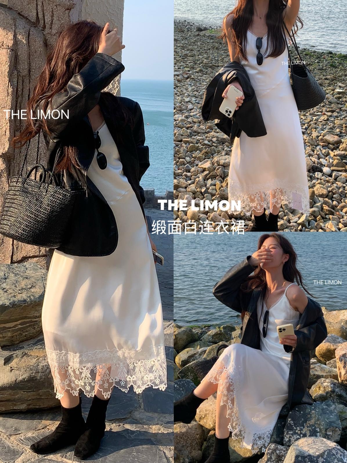 蕾絲拼接光澤感收腰吊帶連衣裙:圖片 22