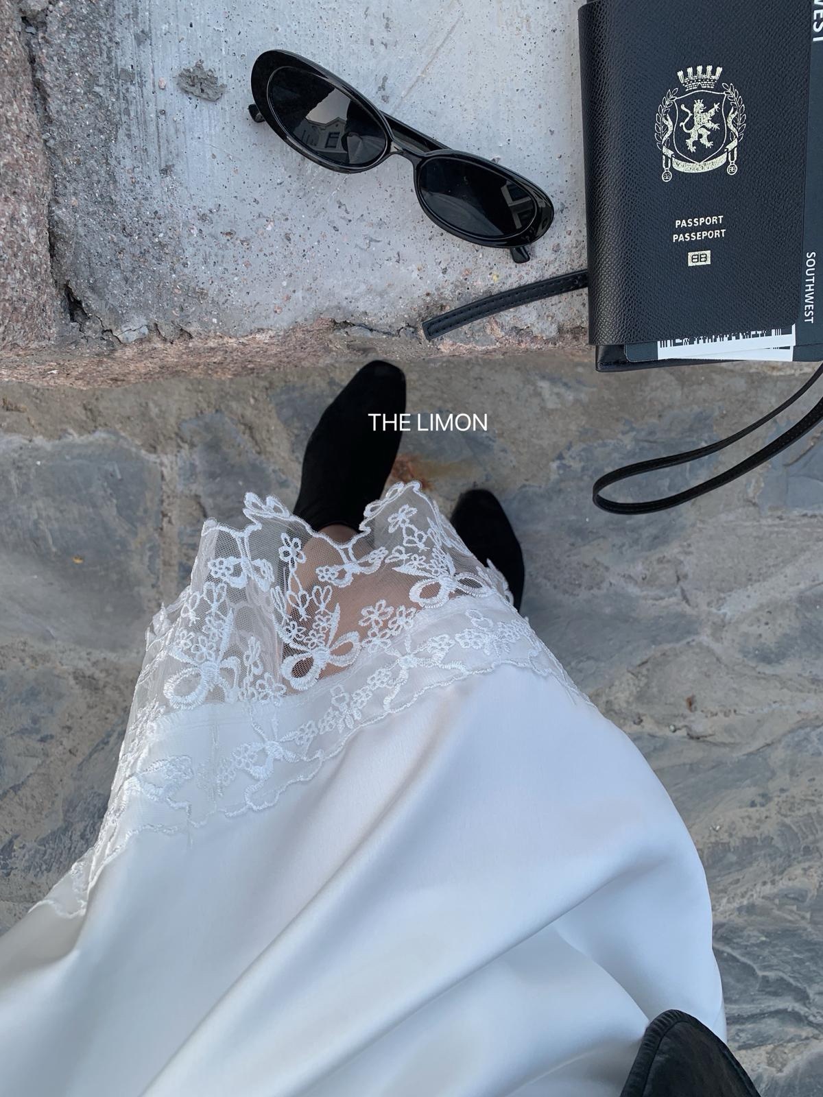 蕾絲拼接光澤感收腰吊帶連衣裙:圖片 12