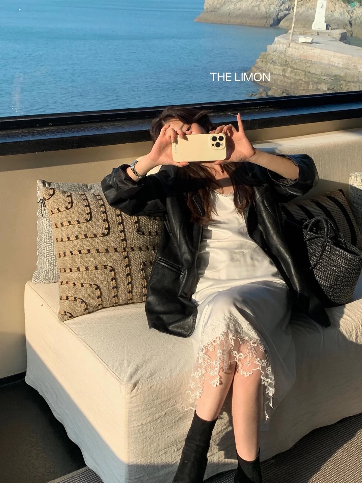 蕾絲拼接光澤感收腰吊帶連衣裙:圖片 6