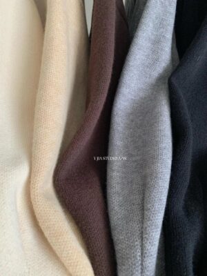 高級感氣質慵懶風不規則翻領針織開衫(配腰繩)