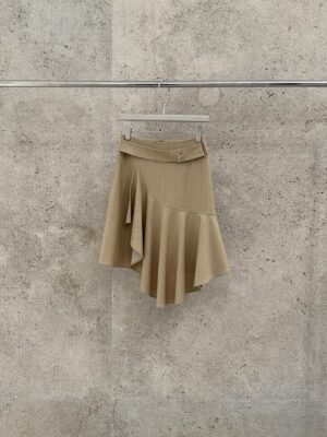 韓版調性高腰不規則立體剪裁拼接荷葉邊中裙半身裙